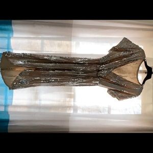 Rose and Silver Sequin Evening Gown. Size M.